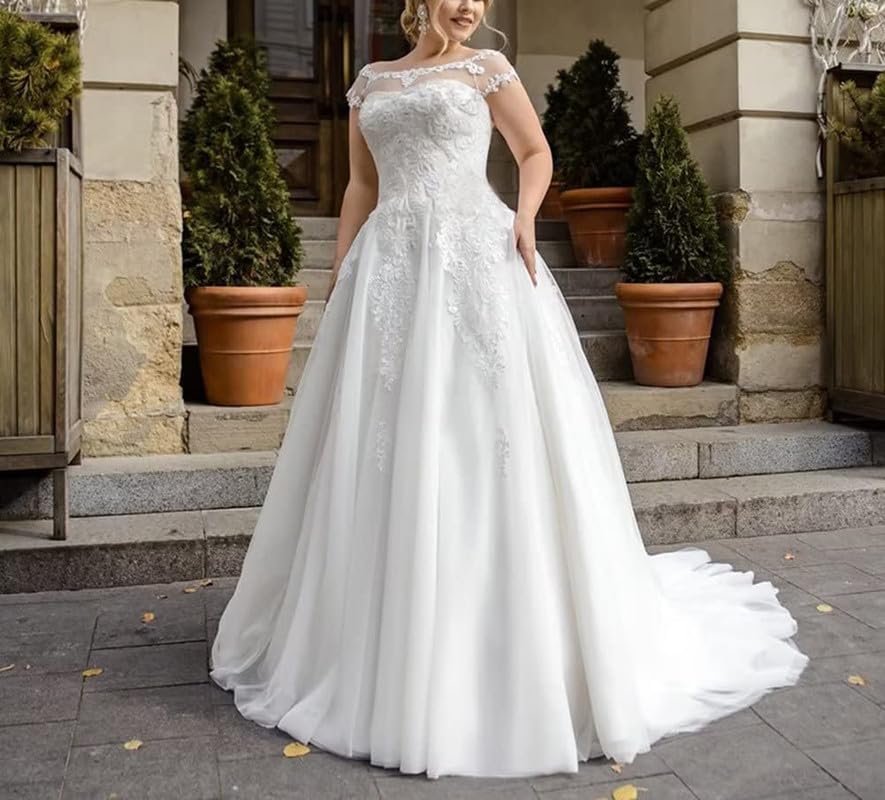 JAEDEN Brautkleid Grosse Grössen A-Linie Hochzeitskleider Tüll Spitzen Prinzessin Brautkleider Standesamtliche Trauung Kleid