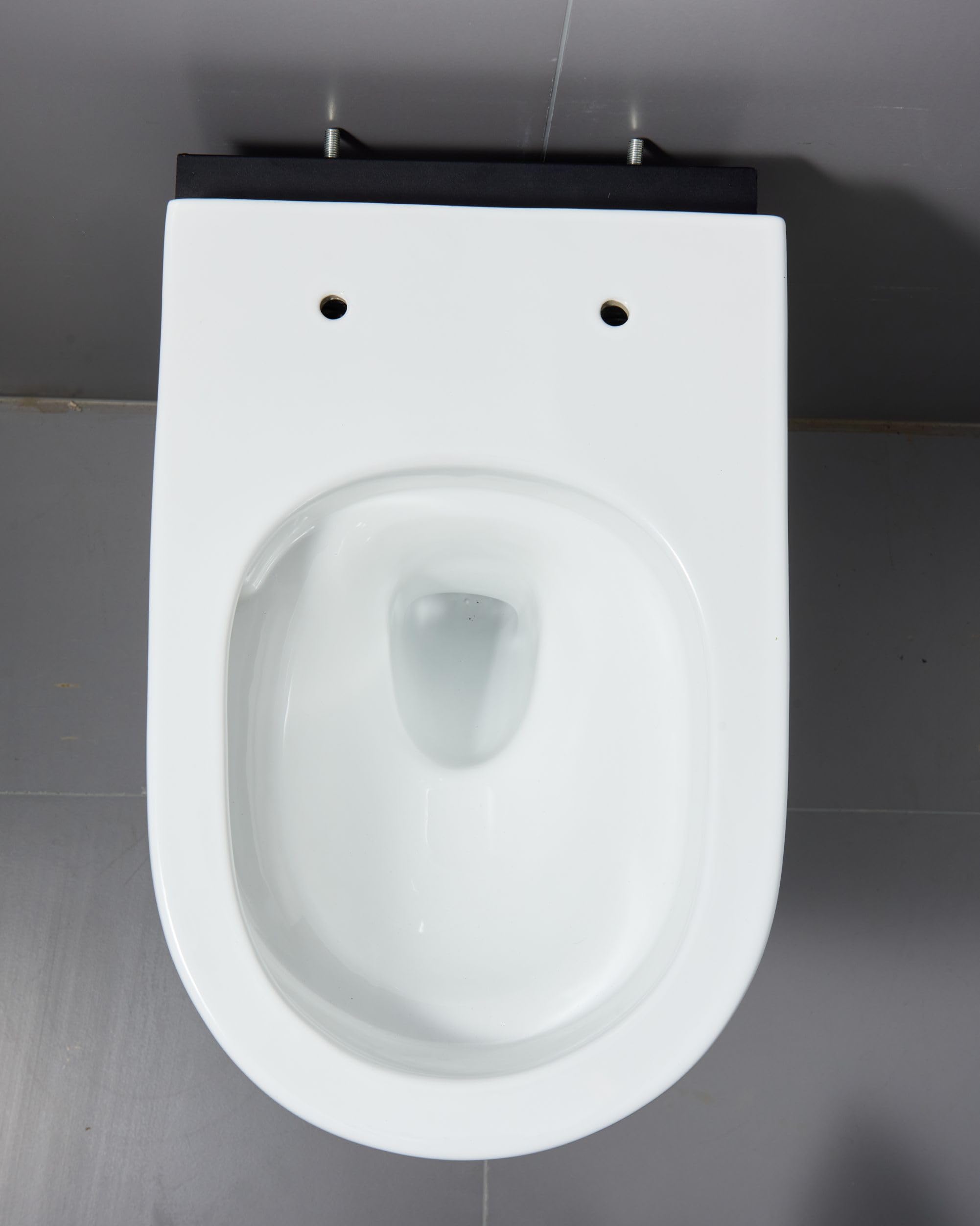 WC suspendu sans rebord Nano revêtement Céramique Toilettes et abattant avec fermeture automatique (élégant en blanc)