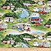 Vintage Trailers Camp Trailer Green Fabric By The Yard