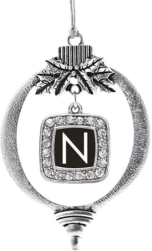 Miniatura 179 de Inspired Silver - My Vintage Initials - Adorno con dije de letra J - Adornos navideños cuadrados de plata con joyas de circonita cúbica