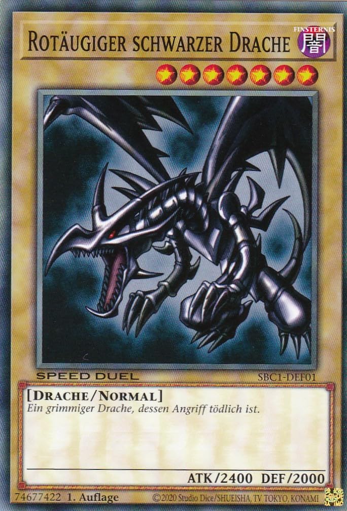 SBC1-DEF01 - Rotäugiger schwarzer Drache - Common - 1. Auflage - DEUTSCH - Speed Duel: Streets of Battle City - mit LMS Trading Fieldcenter-Karte Yugioh