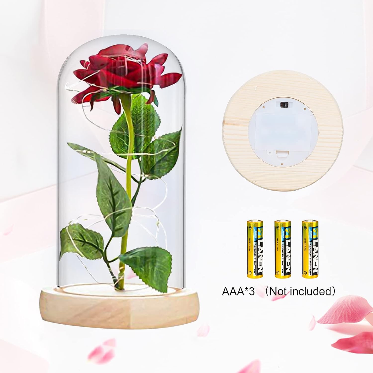 La bella e la bestia rosa, fiori per sempre rosa in Cupola trasparente con striscia luminosa a LED, per San Valentino, anniversario di matrimonio, festa della mamma, decorazioni per l'ufficio a casa