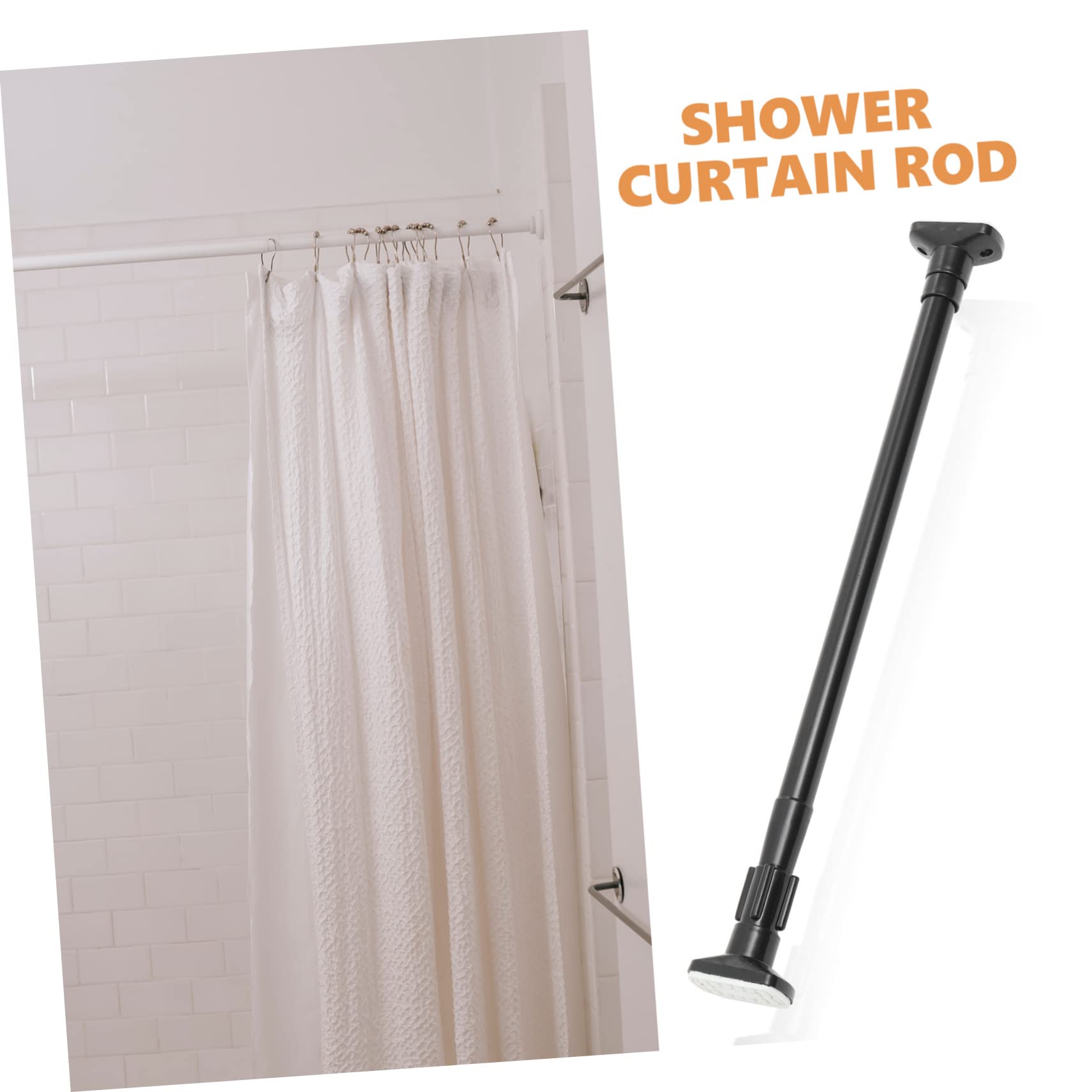 STOBAZA Shower Curtain Rod Telescopic Silver Hole- Multipurpose Strong Easy to Install