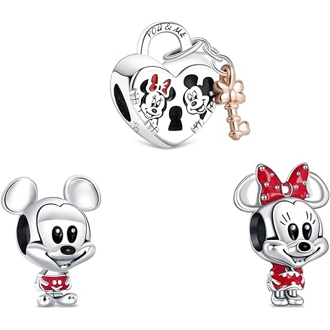 925 Sterling Silver Charms Iron Cool Man Golden Bear Cute Mouse Beads For Women Bra...