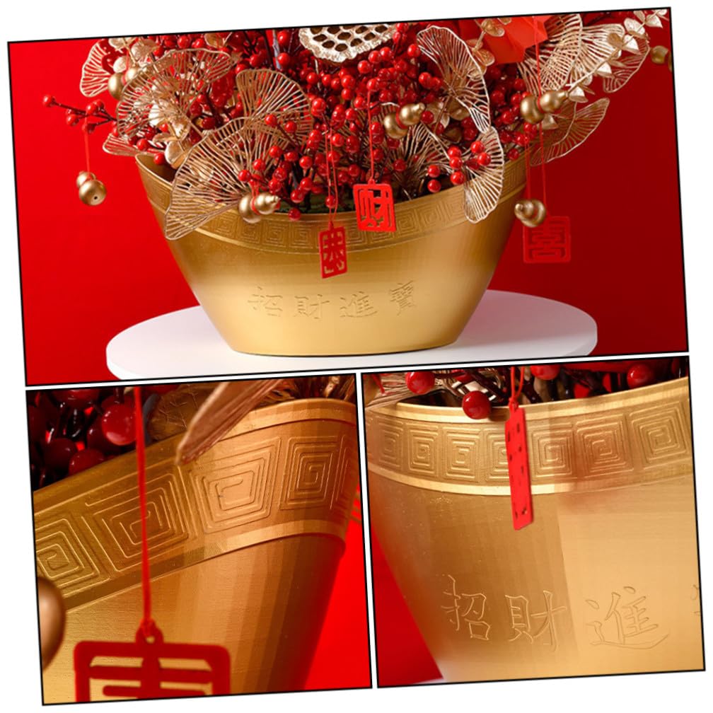 FUNOMOCYA Elegante Geschenkbox in Ingots-form Tragbarer Blütenbehälter aus Langlebigem Material Kompakte Aufbewahrungsbox für Blumen Früchte und Süßigkeiten Stilvolle Neujahrs-deko und