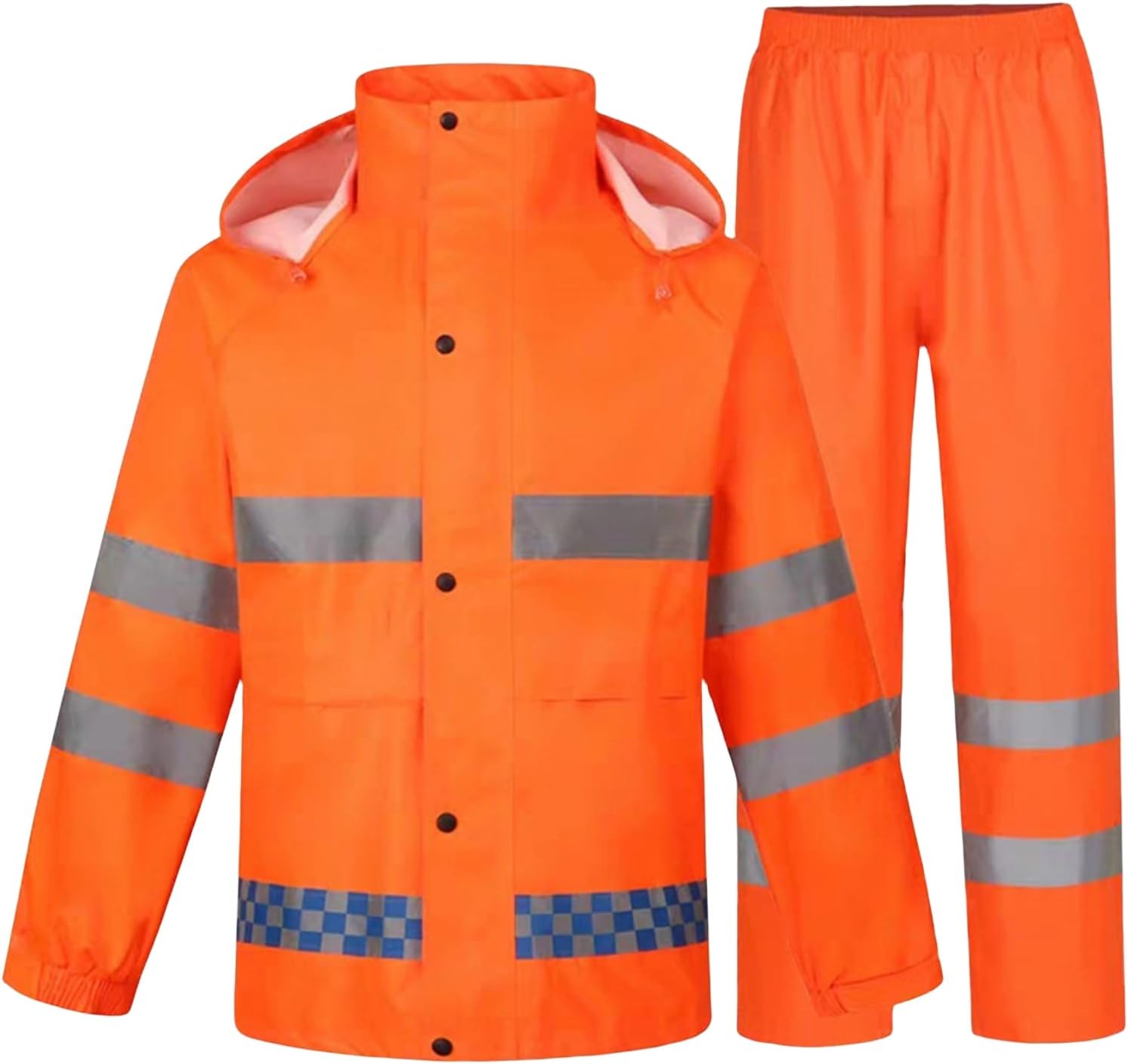 Rain Suits for Men High Visibility Reflective Safety Jacket Pants Waterproof Breathable Lightweight 2 Pieces Rainwear