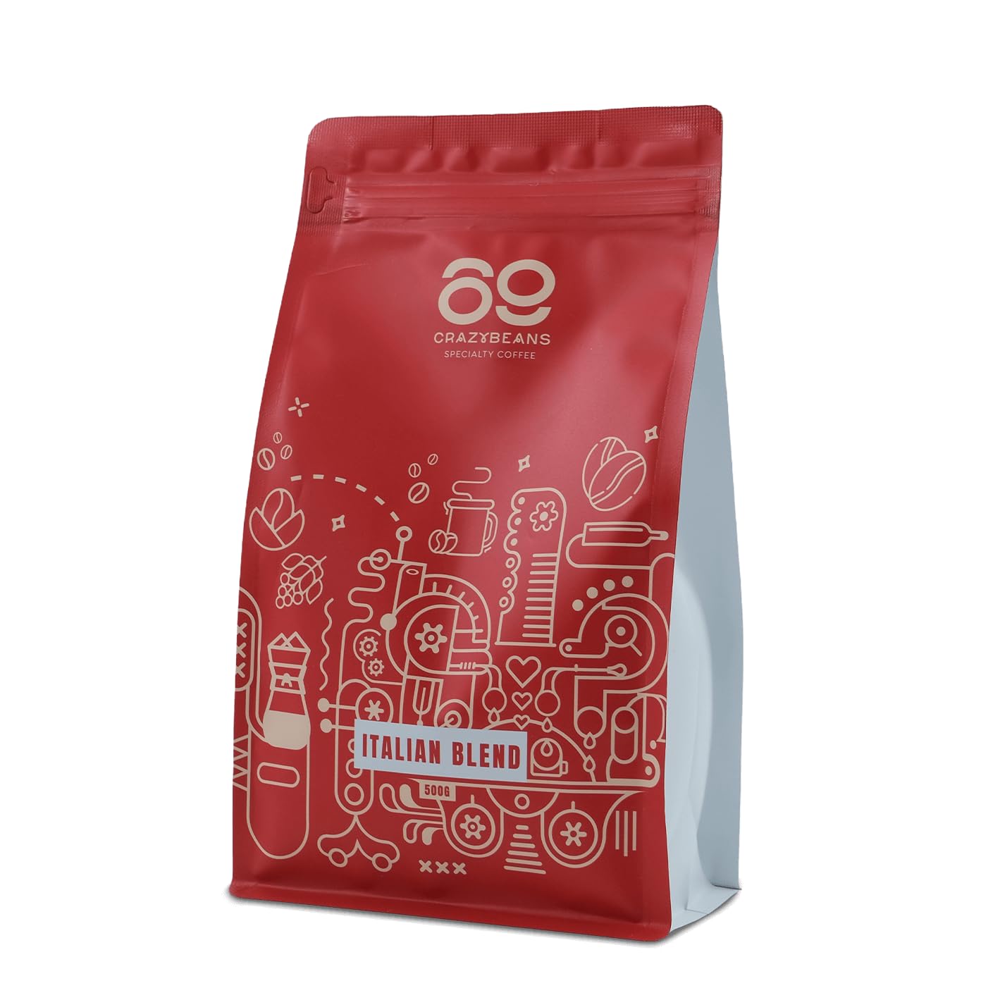 Cafe de Especialidad en grano Italian Blend | 80% Arábica / 20% Robusta | Colombia & India | Perfil Intenso con Notas de Chocolate Negro, Especias y Malta Tostada | Specialty coffee | 500g