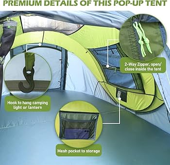 Amazon.com : HIKERBRO 4 Person Instant Pop Up Tent with Skylight