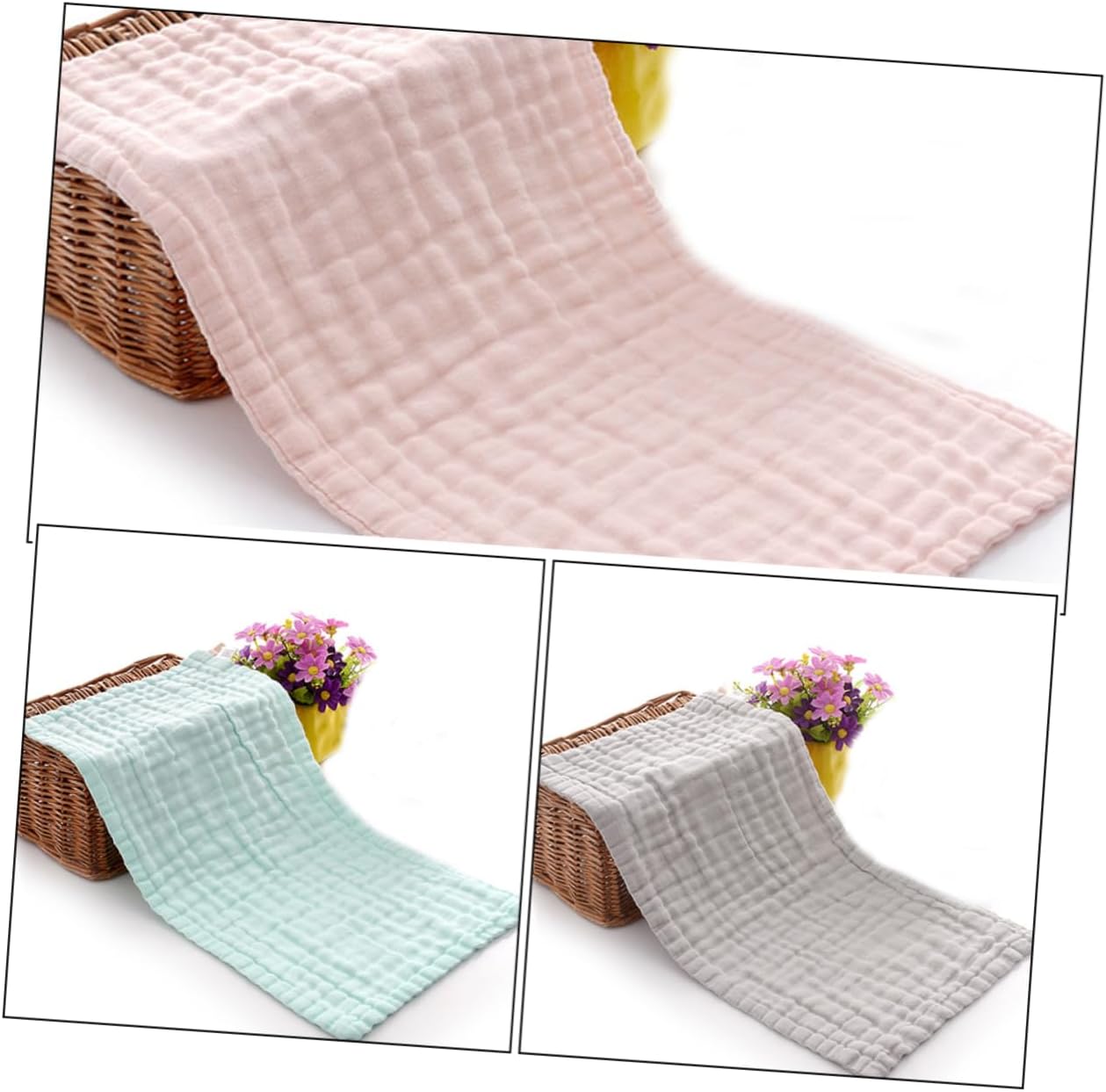 Infants Toddlers Washcloths 3pcs Soft Muslin Face Towels Gentle for Boys and Girls Newborn Sensitive Skin Multifunctional 50x25cm