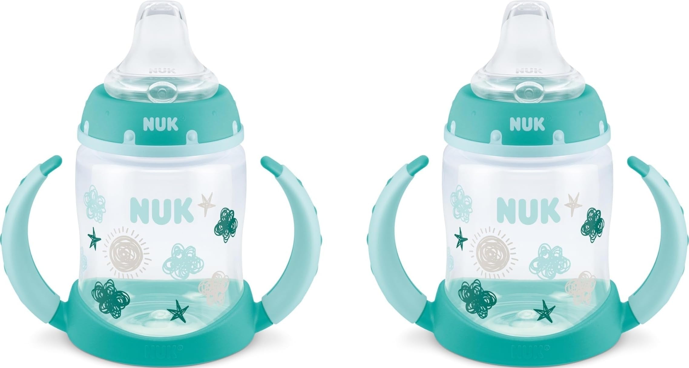 NUK Learner Silicone Cup, 5 Oz, 2-Pack, Clouds & Stars