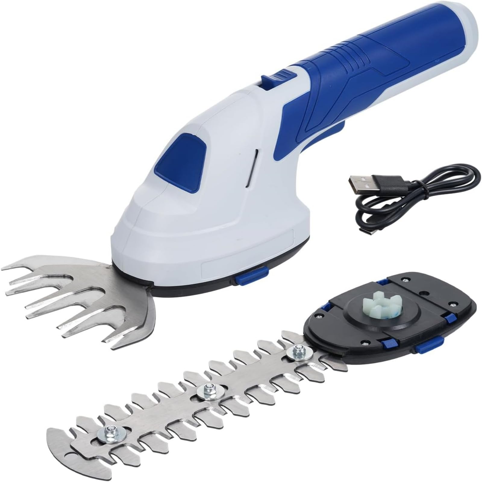 Geevorks Gartenschere Akku 7,2V Grün, Handliche Grasschere Mit 2 Messern, 2.000mAh Akku,2 in 1 Heckenschere, Schnittbreite 12cm, Schnittlänge 20cm