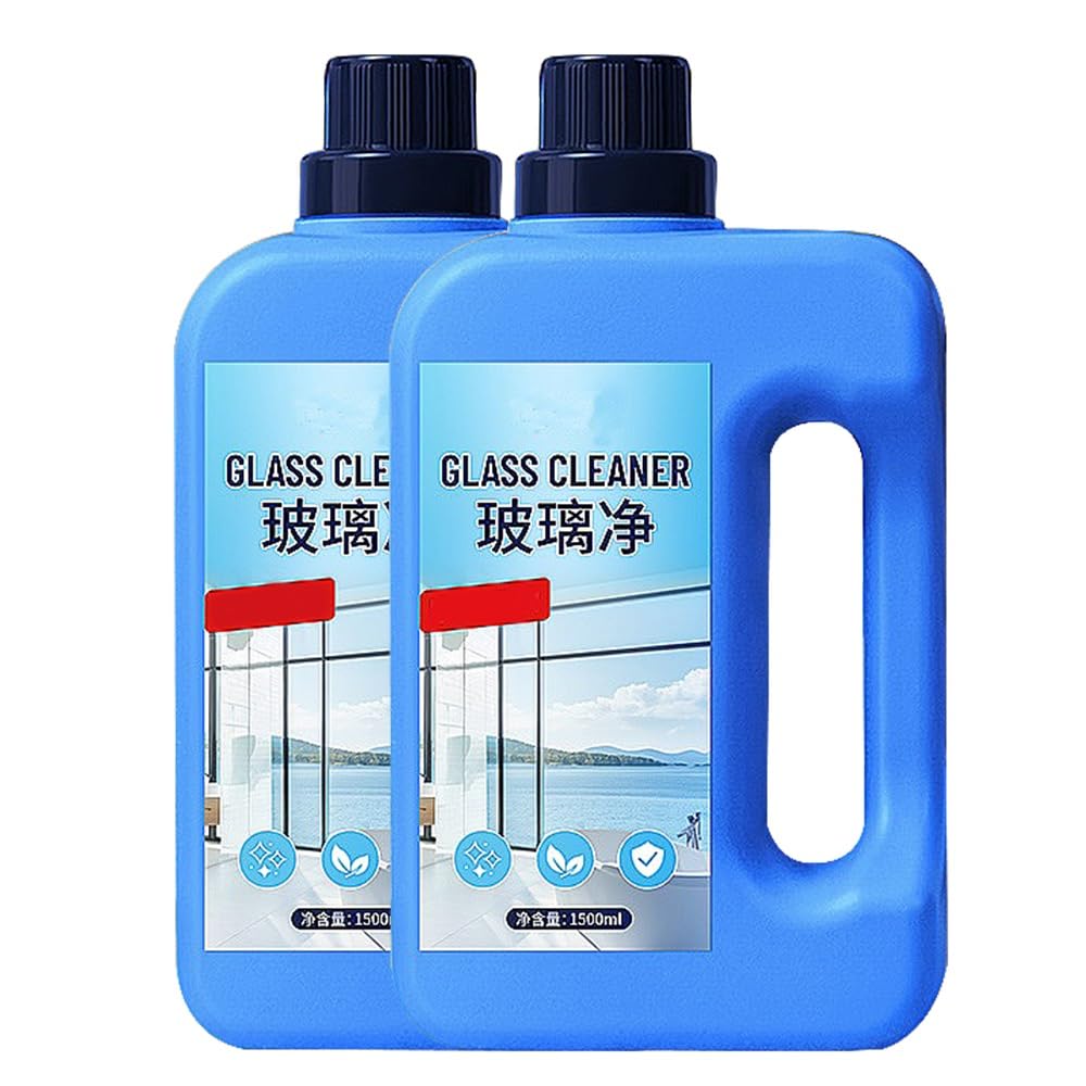 Limpiador especial for vidrios y espejos de 1 l: fórmula de secado rápido y sin rastros for polvo, manchas de lluvia y suciedad. Ideal for ventanas, espejos, mamparas de ducha y vidrio. Práctico.(2pcs