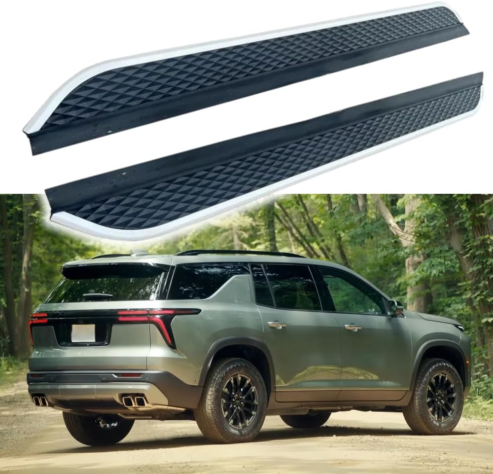 2PCS Running Board Side Step Fits for Chevy Chevrolet Traverse 2024 2025 2026 Aluminum Side Bar Car Protect Stairs Pedals with Mounted Brackets Screws Black/Set Black with Silver