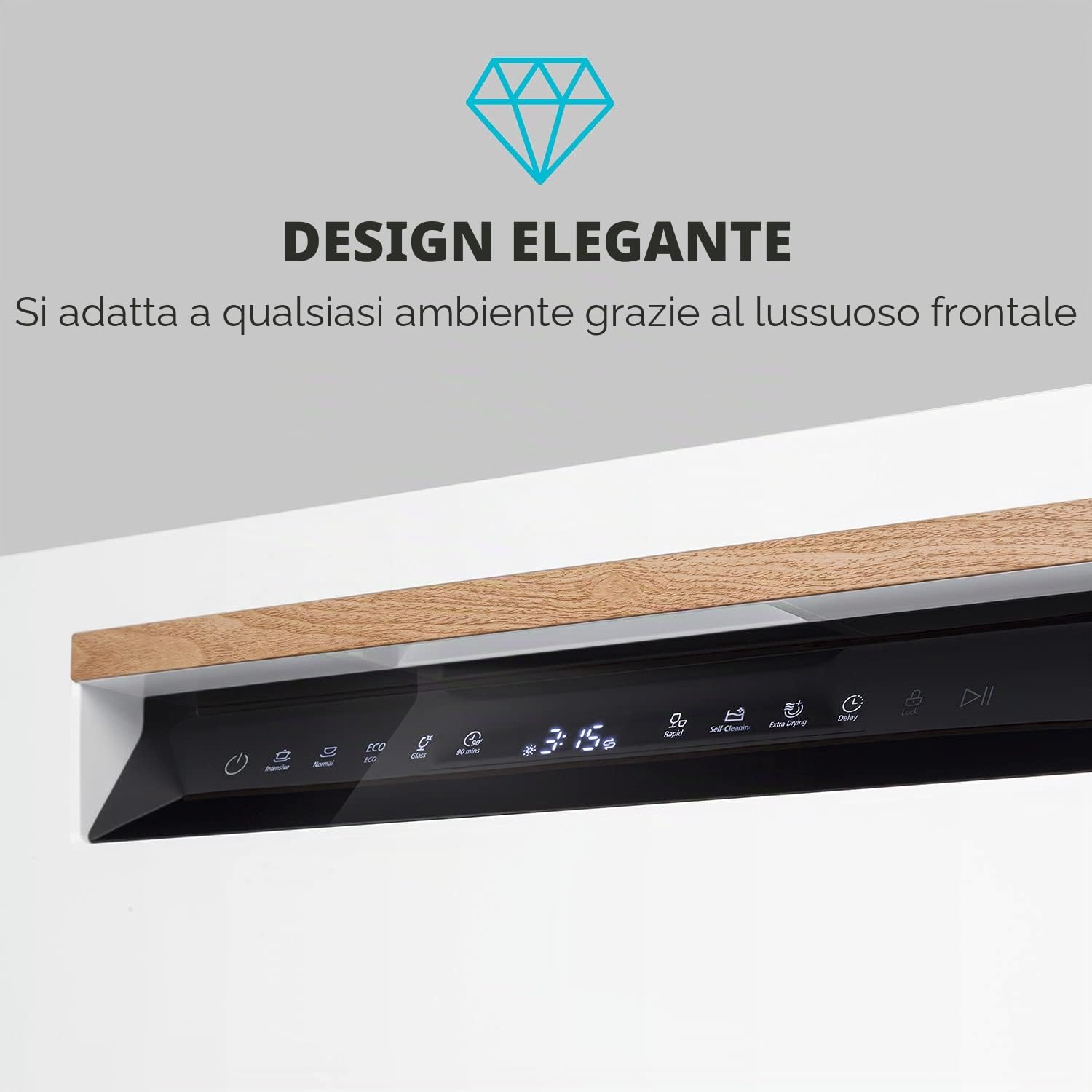 KLARSTEIN Lagoona - Mini Lavastoviglie a Posizionamento Libero, Classe F, Potenza: 1380 Watt, 6 Coperti, Consumo Idrico: 6,5 L, 7 Programmi + Asciugatura Extra, 49 dB, Pannello Touch Nero, Bianco