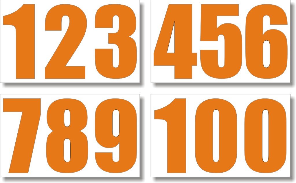 24 X 4 inch Vinyl Numbers Self Adhesive Decal *Sticky* Permanent *Orange