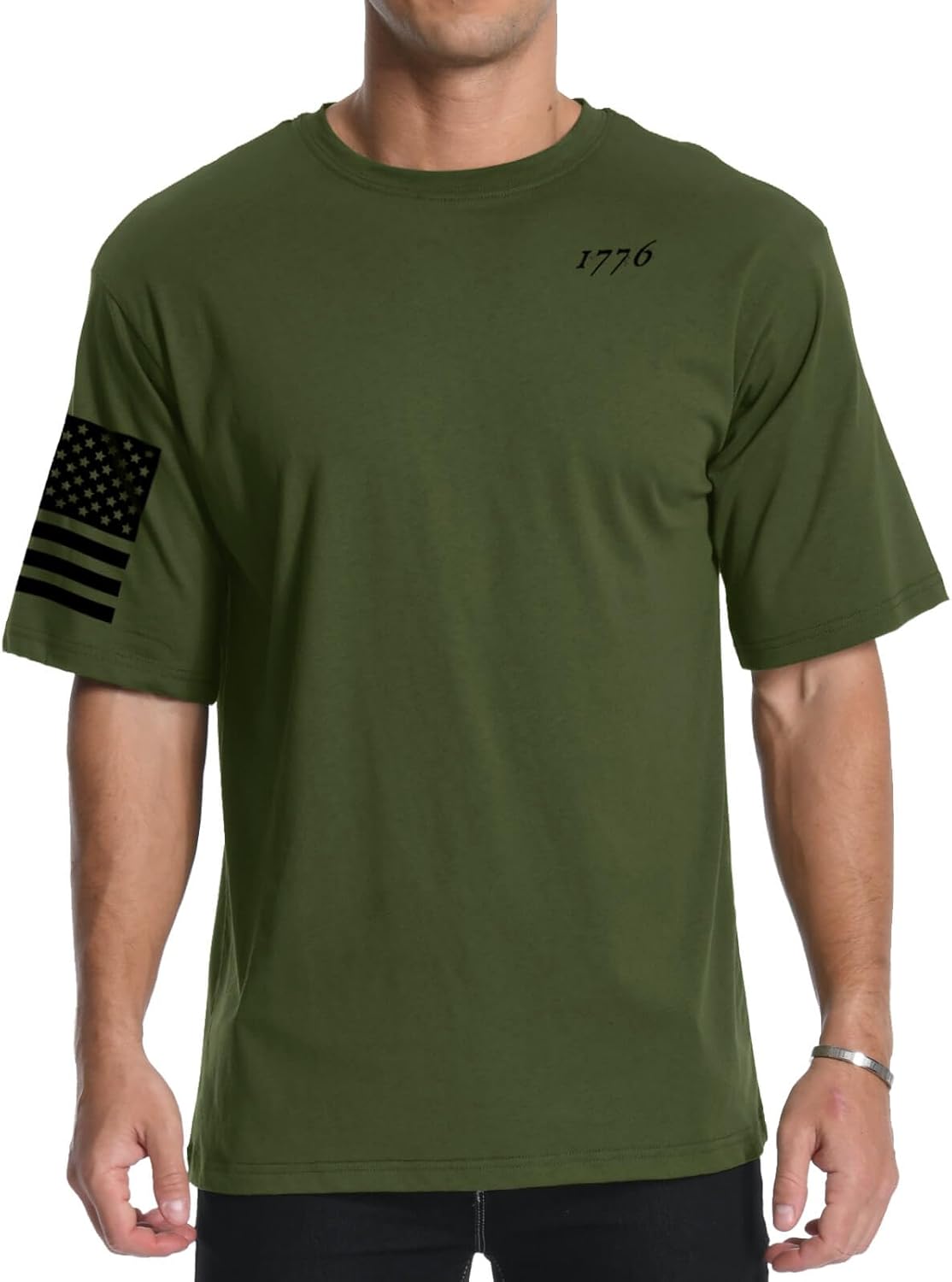 Men's Graphic Tees Short Sleeve 1776 USA Flag Crewneck Casual American Patriotic Regular T-Shirt for Men