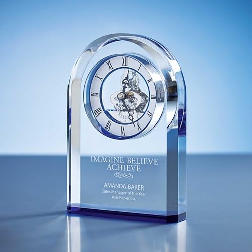 Miniatura 4 de Baudville Reloj de esqueleto arqueado con acento azul, grabado personalizado de hasta tres líneas y selección de versos preescritos
