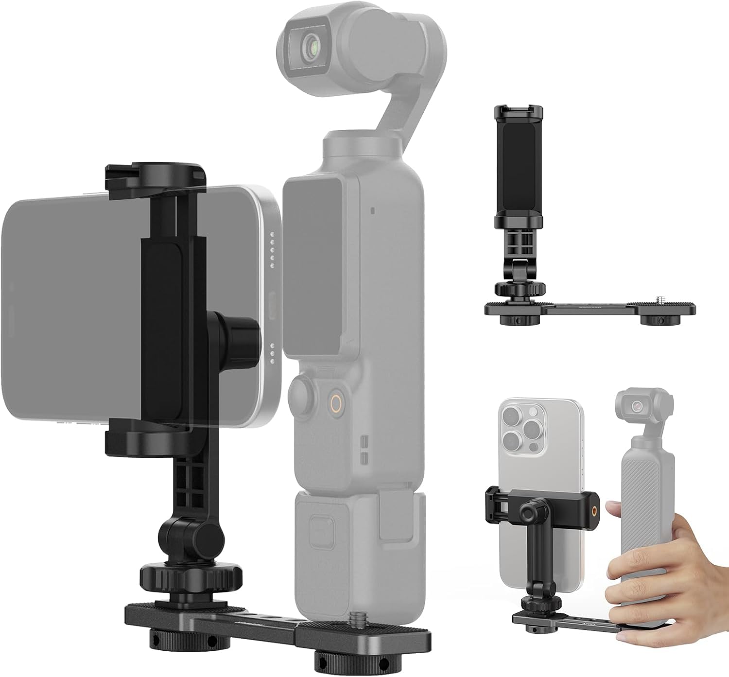 NEEWER Phone Holder Mount Compatible with DJI Osmo Pocket 4 & Pocket 3, Accessories Expansion Cell Phone Mount with 1/4" Threads for Tripod/Extension Rod, Cold Shoe for Mini Video Light, Mic, AC021