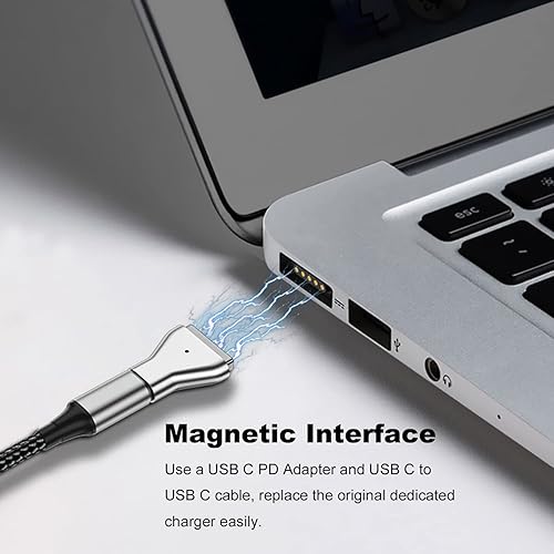 Miniatura 9 de Adaptador de corriente USB-C a MagSafe 2 de 100 W para MacBook Air de 11 pulgadas y 13 pulgadas con modelo A1435, A1465, A1466, MD223, MD224, MD231,