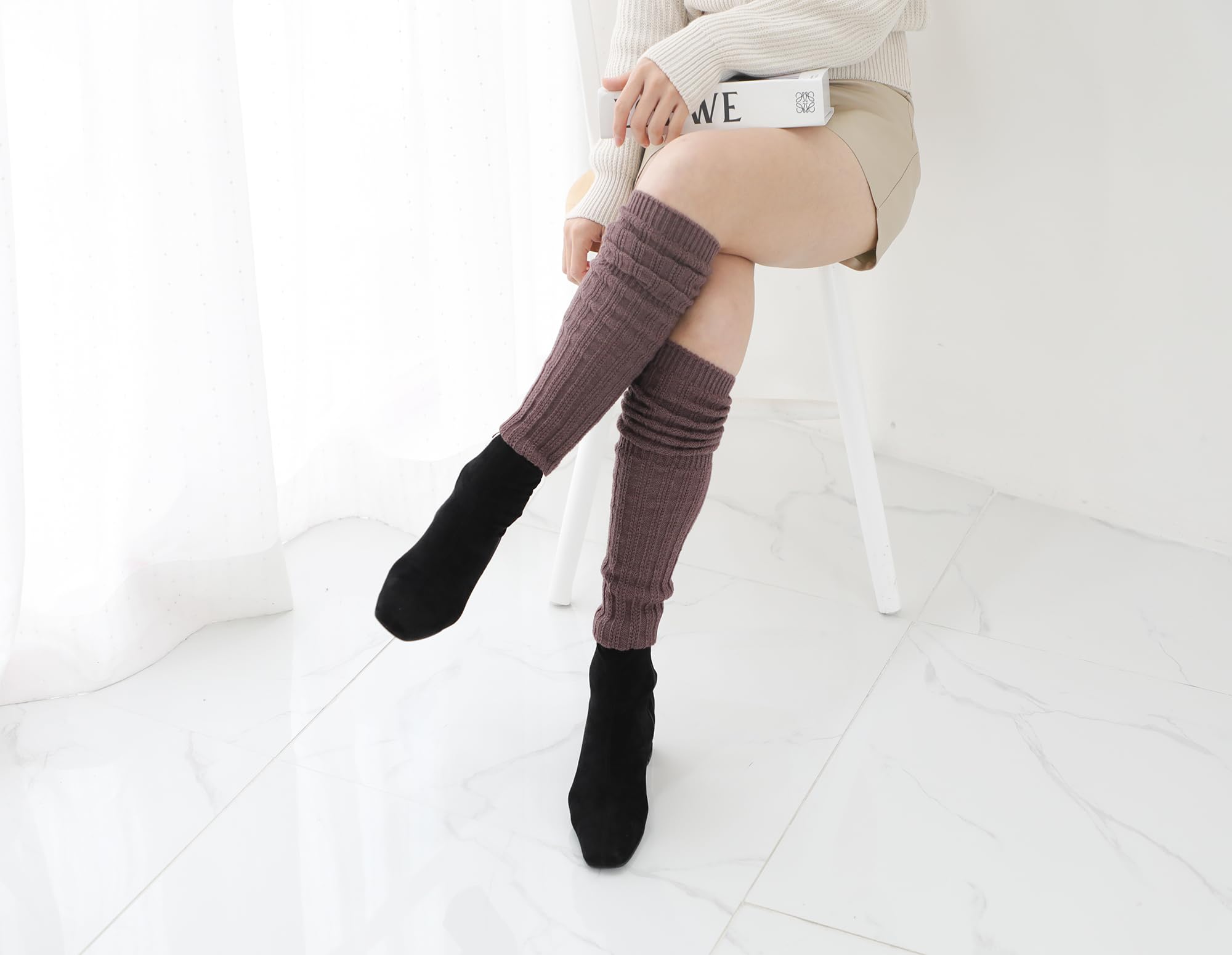 STYLEGAGA Winter Slouch Top Over The Knee High Knit Boot Socks
