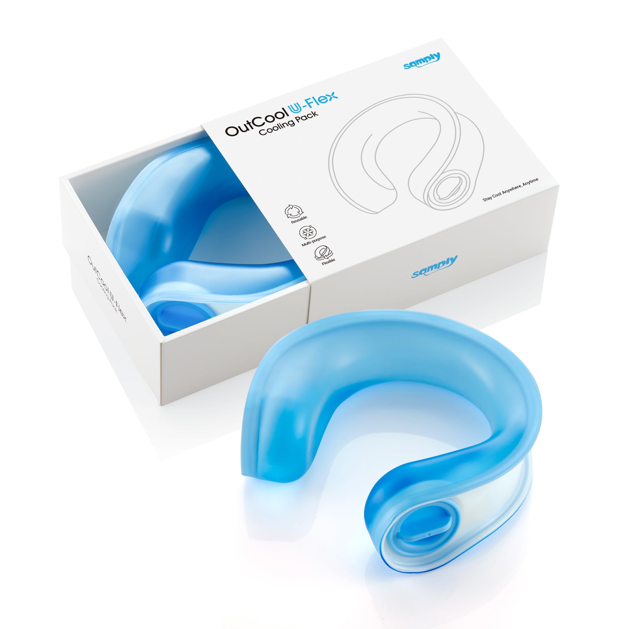 Photo 1 of samply OutCool U-Flex Cooling Pack, Ice-fillable Portable Neck Fan, Needless Hand Held, Personal Fan for Outdoor Sports, Travel, Camping, Gift for Mother's & Father's Day, Birthday, Royal Blue