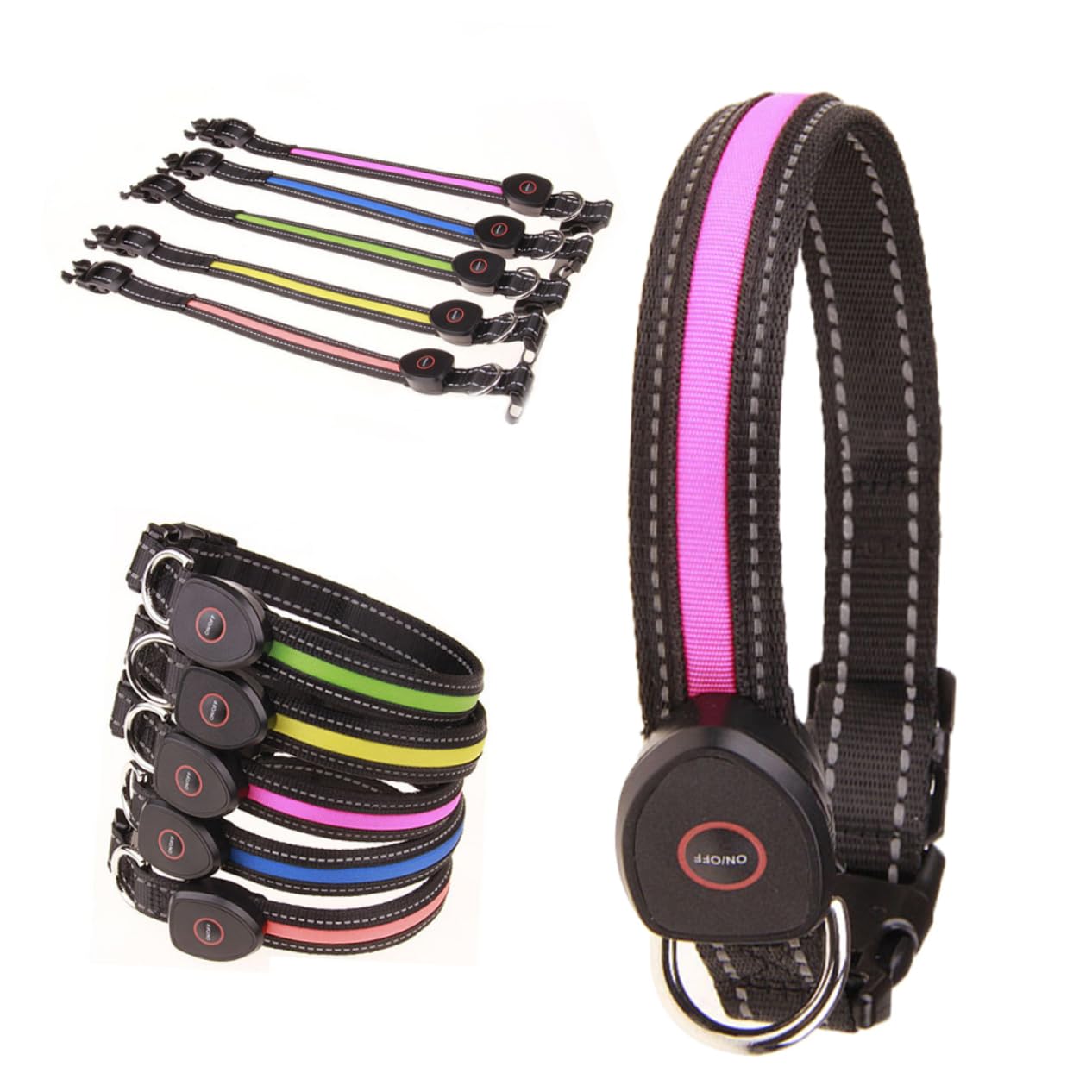 FRCOLOR Collar Circular Recargable para Perro con Luces Led Intermitentes 3 Unidades