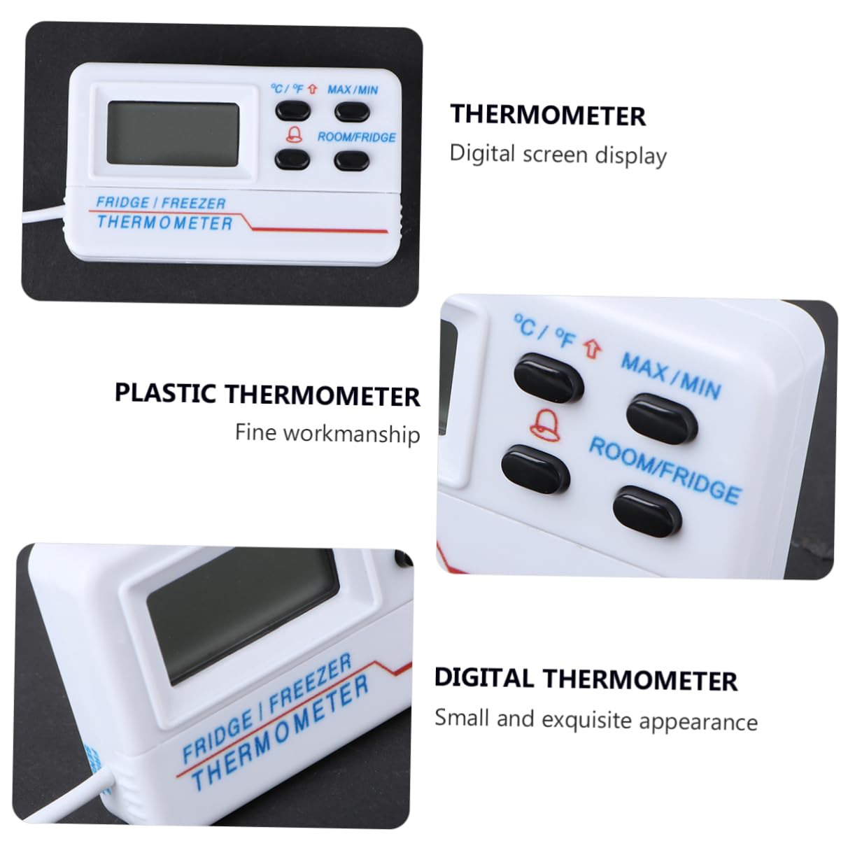 LABRIMP 3 Piezas termometro interior y exterior termómetro exterior termómetro digital termómetro para refrigerador medidor de temperatura exterior alarma de alta y temperatura