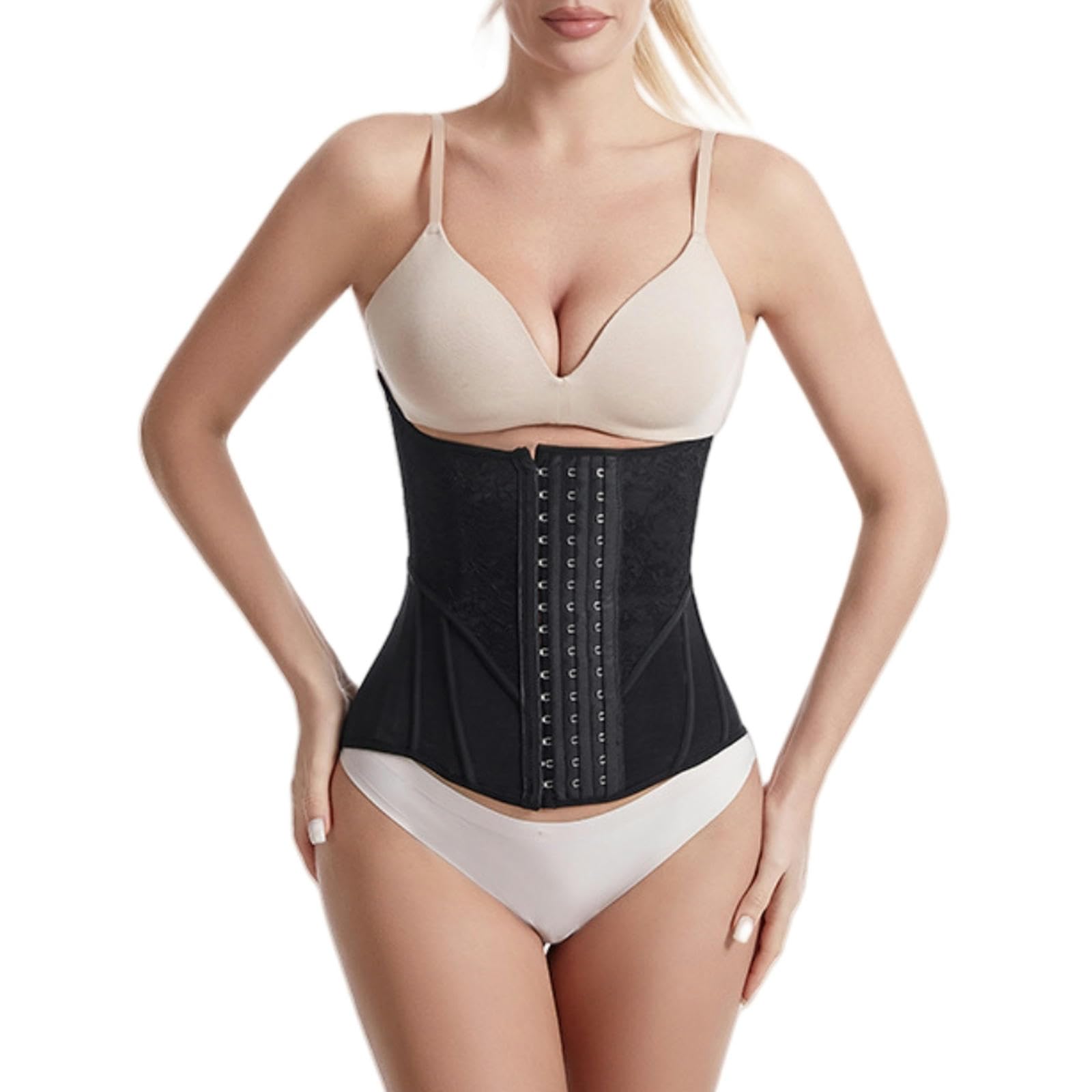 Ceinture amincissante Femme Donne in Lattice in Lattice Corsetto Corsetto 25 Addestramento in Acciaio Cinghia di Corsetto Shapewear-Nero-3Xl