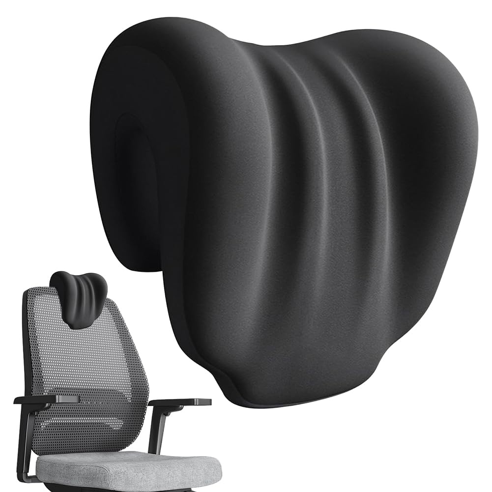 Fouvin Cojín Cervical Soporte para el Cuello con Efecto Memory para Sillas de Oficina, Cojín de Descanso para Silla, Negro