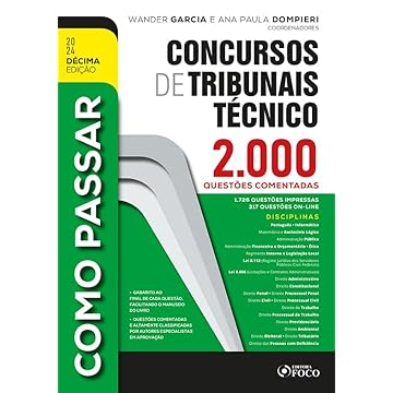 Capa do livro Como Passar em Concursos de Tribunais Técnicos - Nível médio-2.000 Questões Comentadas 10ª Ed - 2024