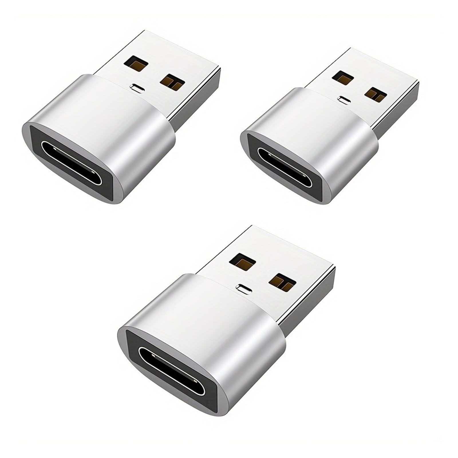 Confezione da 3 adattatori da USB-C femmina a USB maschio, ricarica rapida, convertitore OTG per iPhone 15 (USB 2.0 argento-3 pezzi)