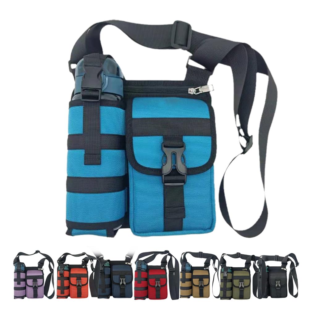 Drkicsy Shoulder Bags With Water Bottle Holder, Sling Backpack Shoulder Crossbody Bag Sports Workout Bags Crossbody Water Bottle Pouch Holder for