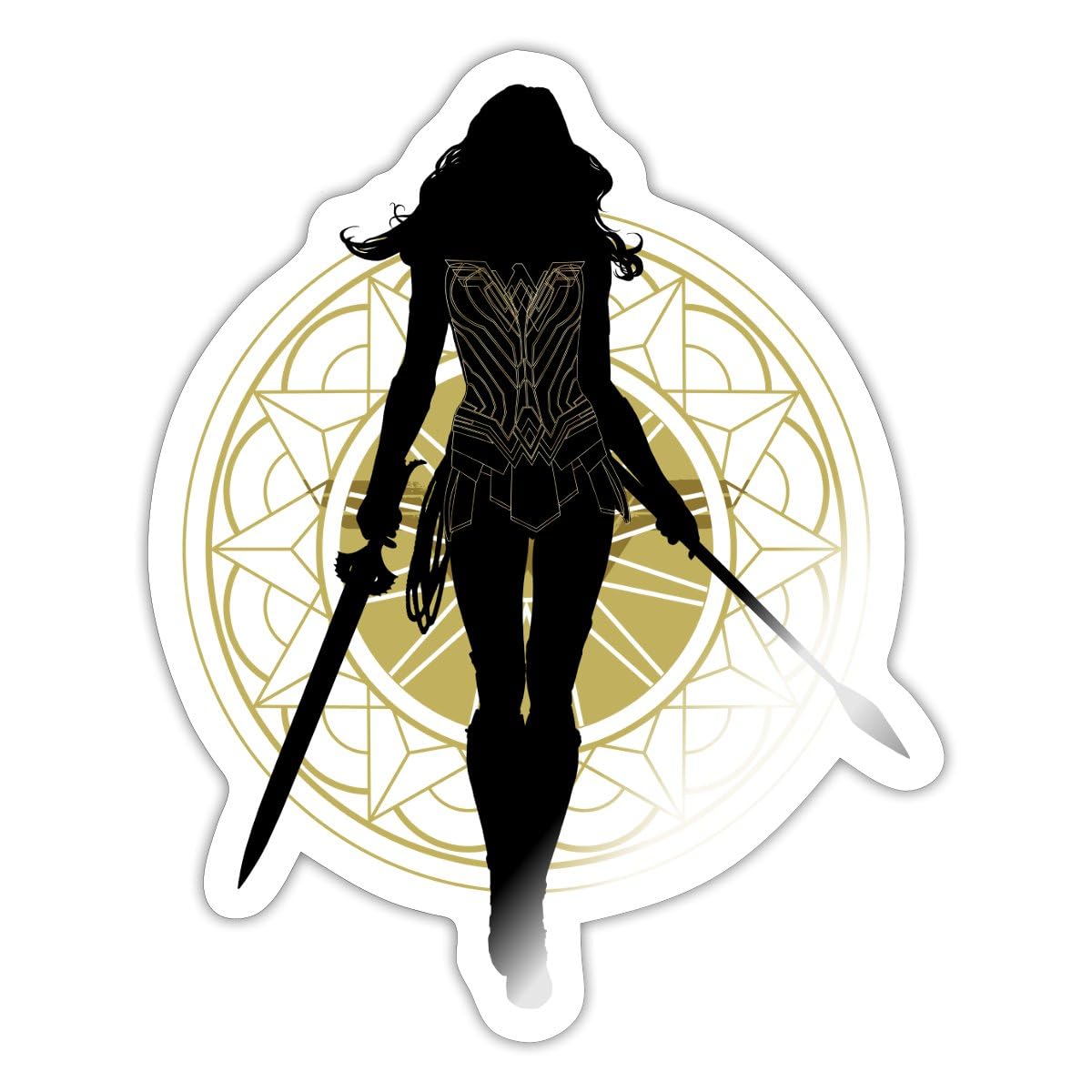 Spreadshirt Wonder Woman Silhouette Sticker Size S (10 x 10 cm), 10 x 10 cm, White Glossy