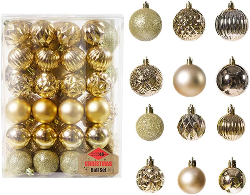 48 Pieces Christmas Tree Decorations Baubles Hanging Ornaments