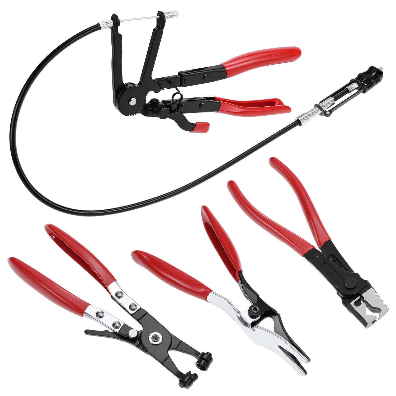 QWORK® 4 Pièces Pinces à Collier Durite Kit, Pince Collier de Serrage, pour Entretien Radiateur, Carburant et Moteur Auto