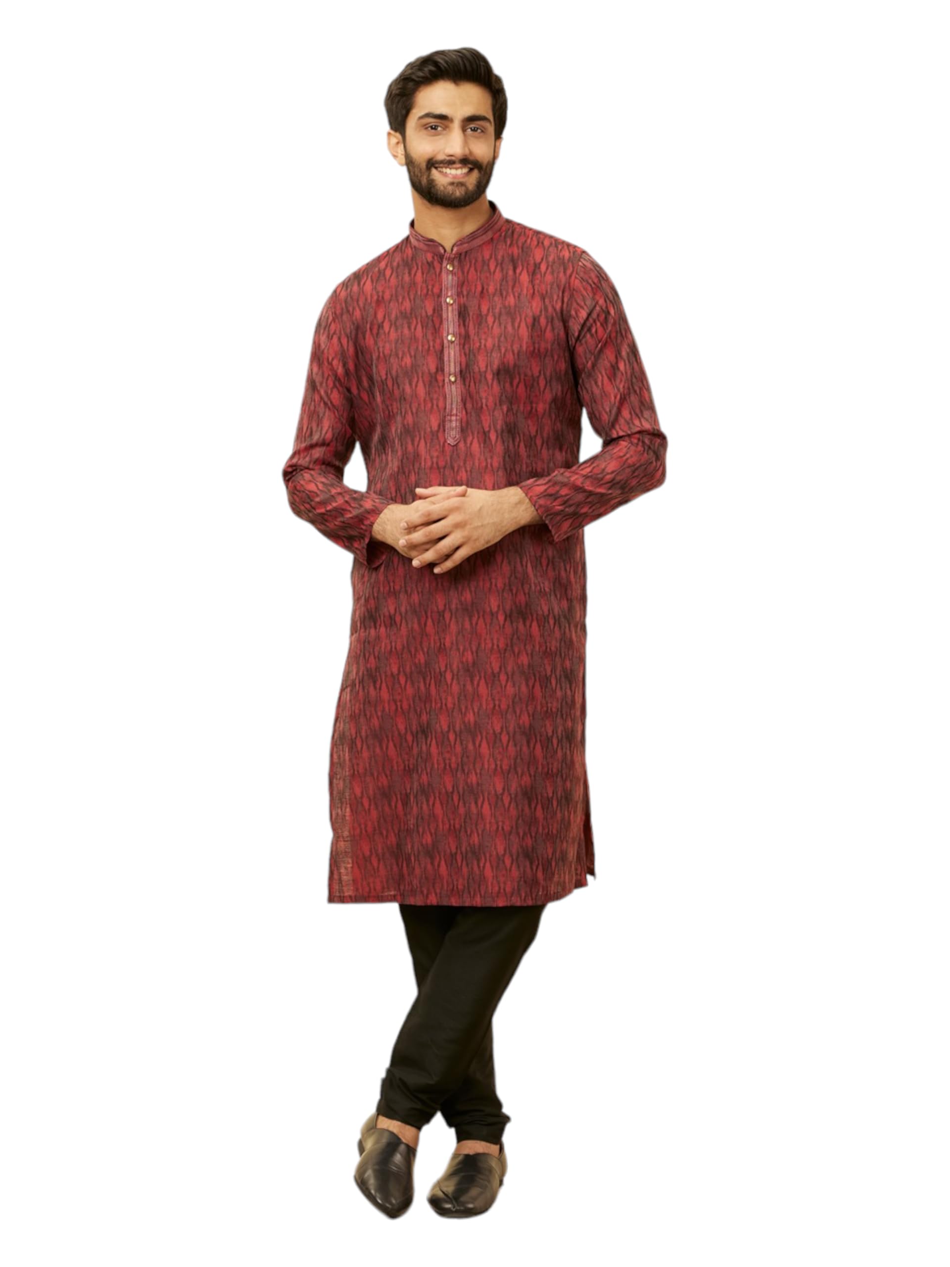 Kurta imprimé Manyavar marron ensemble pyjama homme 2XL - 8