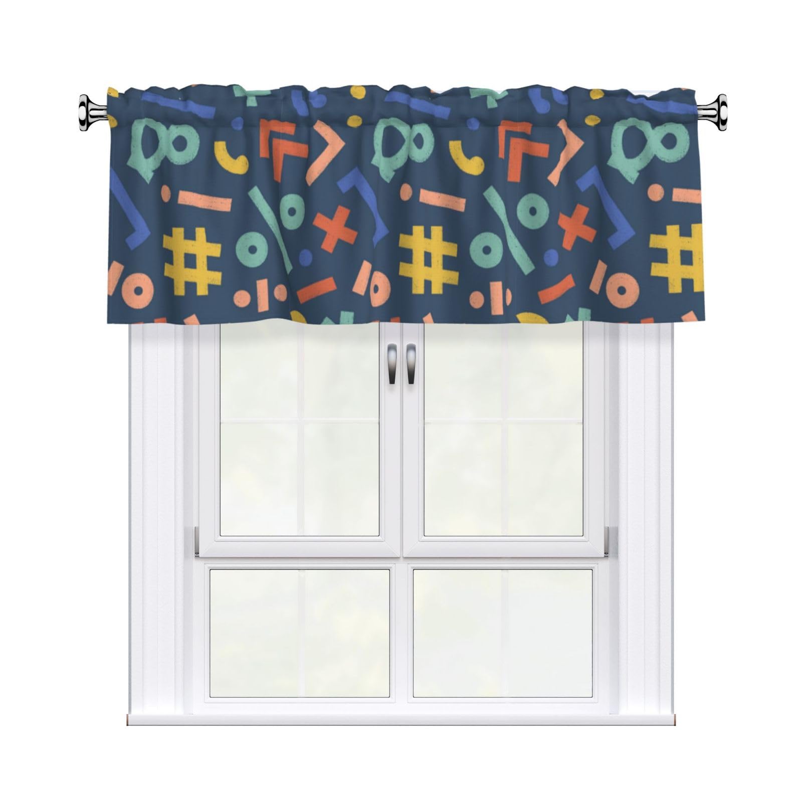 Noble Ren Colorful Graffiti Symbols Short Curtain Valance 54x18in For Kitchen Bathroom Cafe Living Room Decoration
