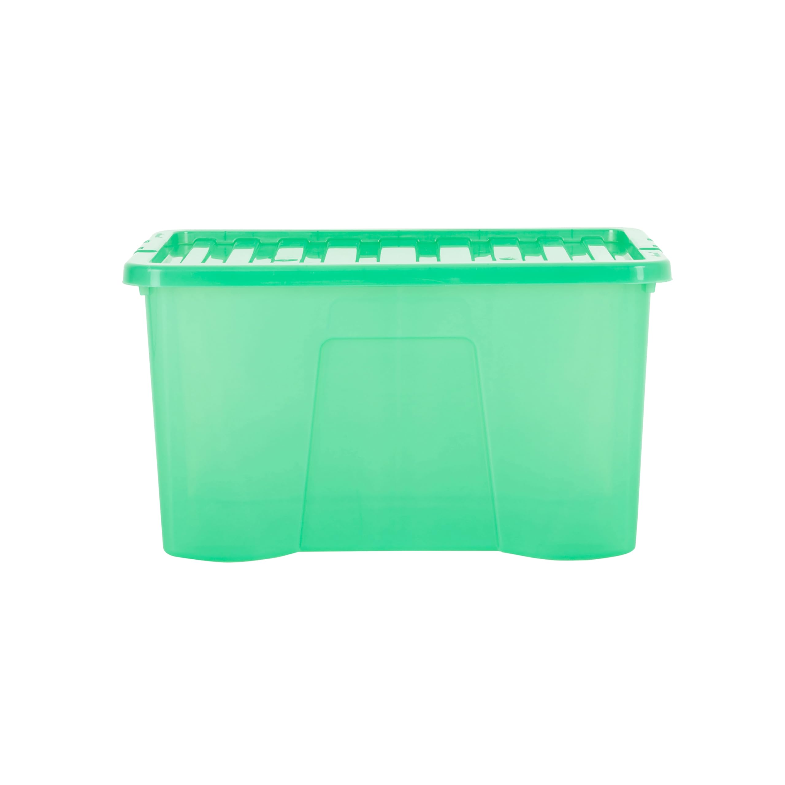 Wham Crystal 5 x 60L Stackable Plastic Storage Boxes with Lids | Ideal for Home, Office, Toys & More | Large Boxes | Made in UK - Leprechaun Green