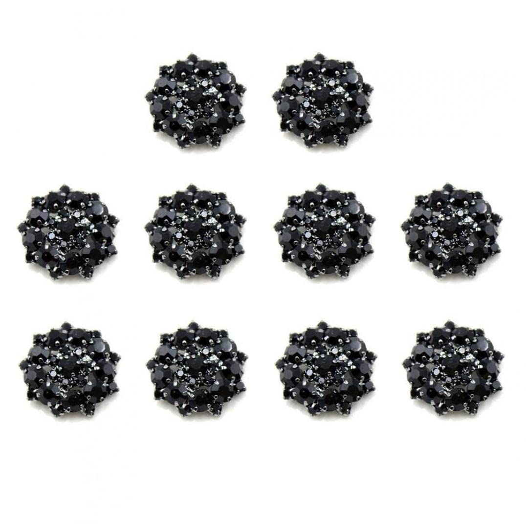 Casiler Black 10Pcs Rhinestone Buttons Shank Diamante Accessories Diy For Wedding Decoration Sewing Clothing Buttons