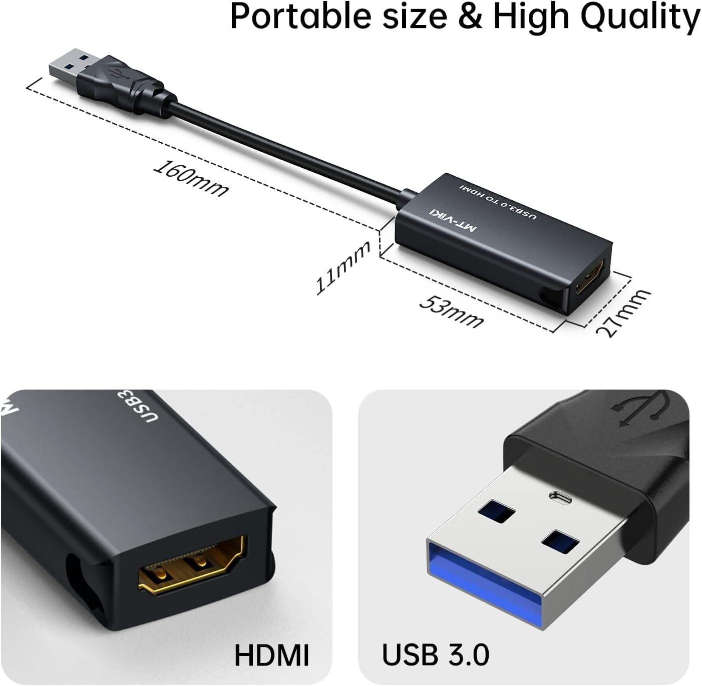 Adaptateur USB Vers HDMI 1080P – Convertisseur USB 3.0/2.0 Vers HDMI + Audio, Double Écran Plug & Play Windows