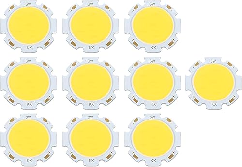 10 unids redondo COB 3W de alta potencia LED chip bombilla lámpara de aluminio placa de circuito LED chip módulo 300-330LM DC 9-11V, blanco 4000K