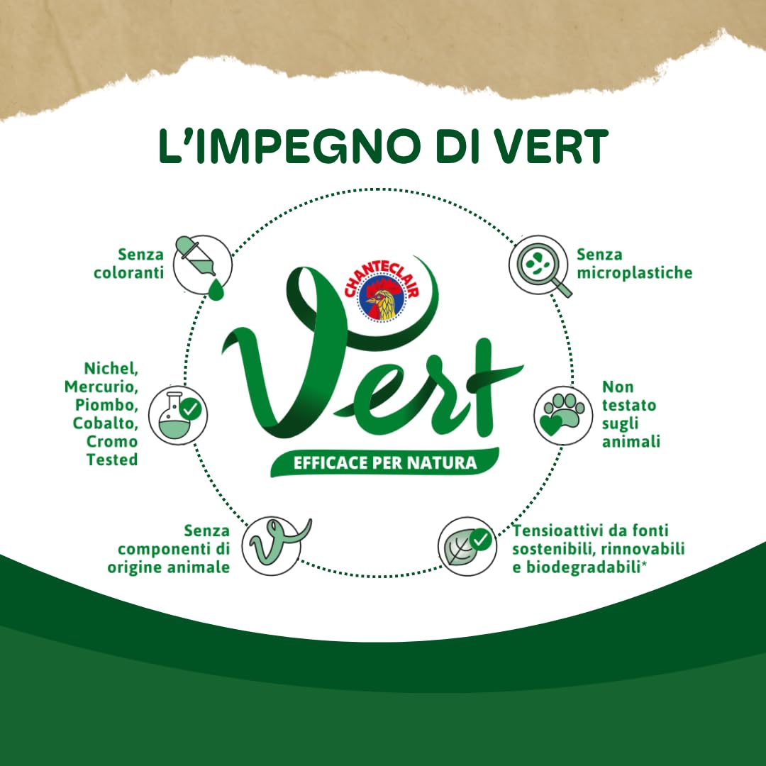 Vert - Ecodetergente Lavatrice Bebè - Fragranza Latte d'Avena, 100% Origine Naturale, Superefficace anche sulle Macchie del Bebé, Ipoallergenico, per Pelli Sensibili - Flacone da 1200 ml, 30 Lavaggi