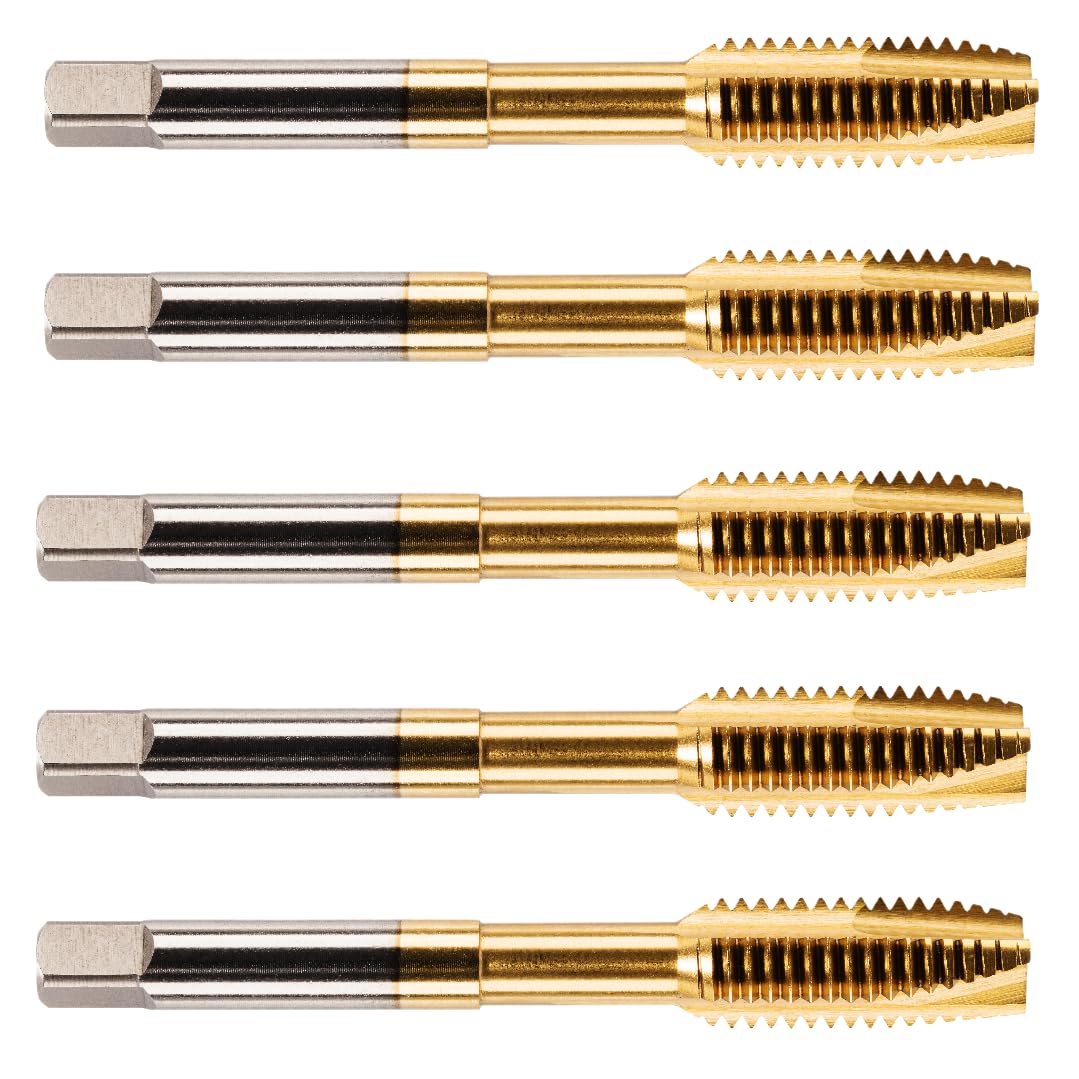 5 Pack - M20 x 2.5 Spiral Point Tap HSS M2 Titanium (TiN) Coated 20mm Thread. Metric Hand/Machine Screw Tap Metric Coarse. for Tapping Through Holes