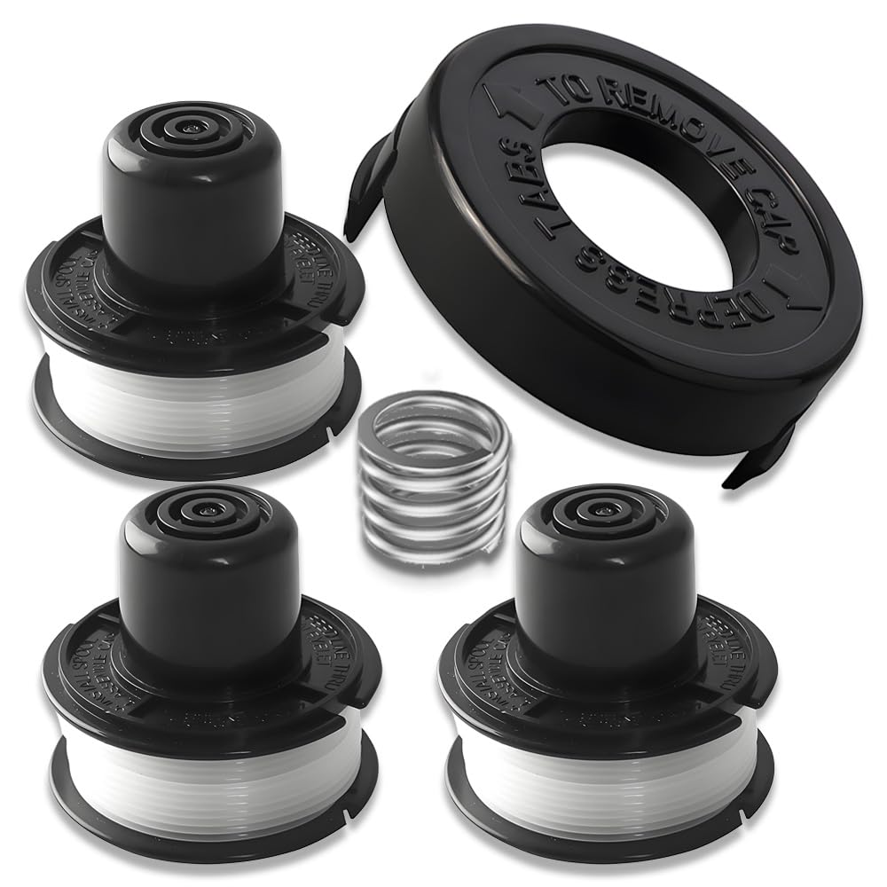 3 Trimmer Spool Line 1 Cover Cap 1 Spring Compatible with Black & Decker GL250/GL310/GL360,Replacement Strimmer Spool Wire(1.6mm × 6m)