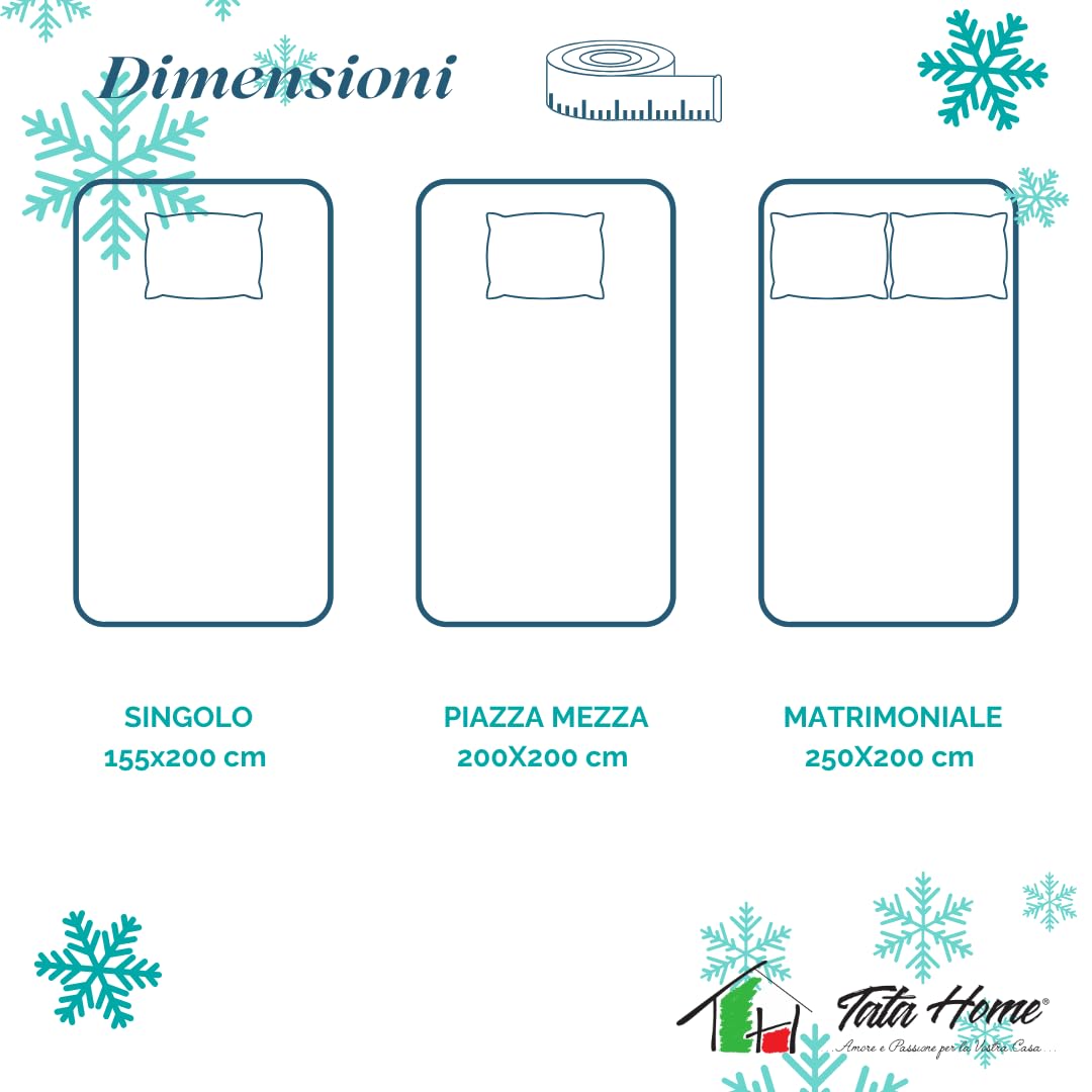 Tata Home Piumino Invernale Singolo Caldo Imbottitura da 300 gr/mq in Morbida Microfibra Piumone Invernale Pesante Misura 155x200 cm Colore Bianco