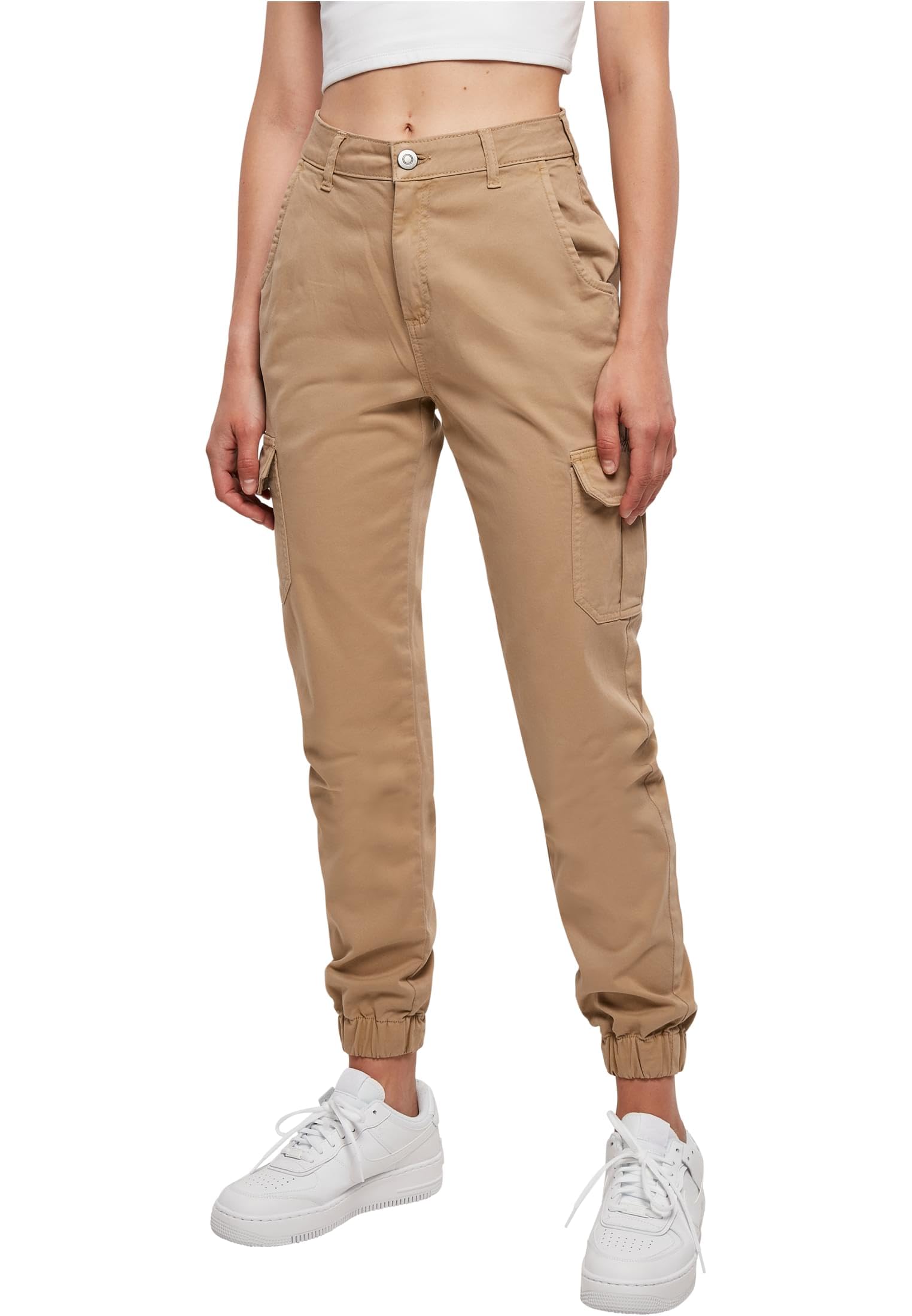 Urban Classics Damen High Waist Cargo Pants Unionbeige | Größe 32
