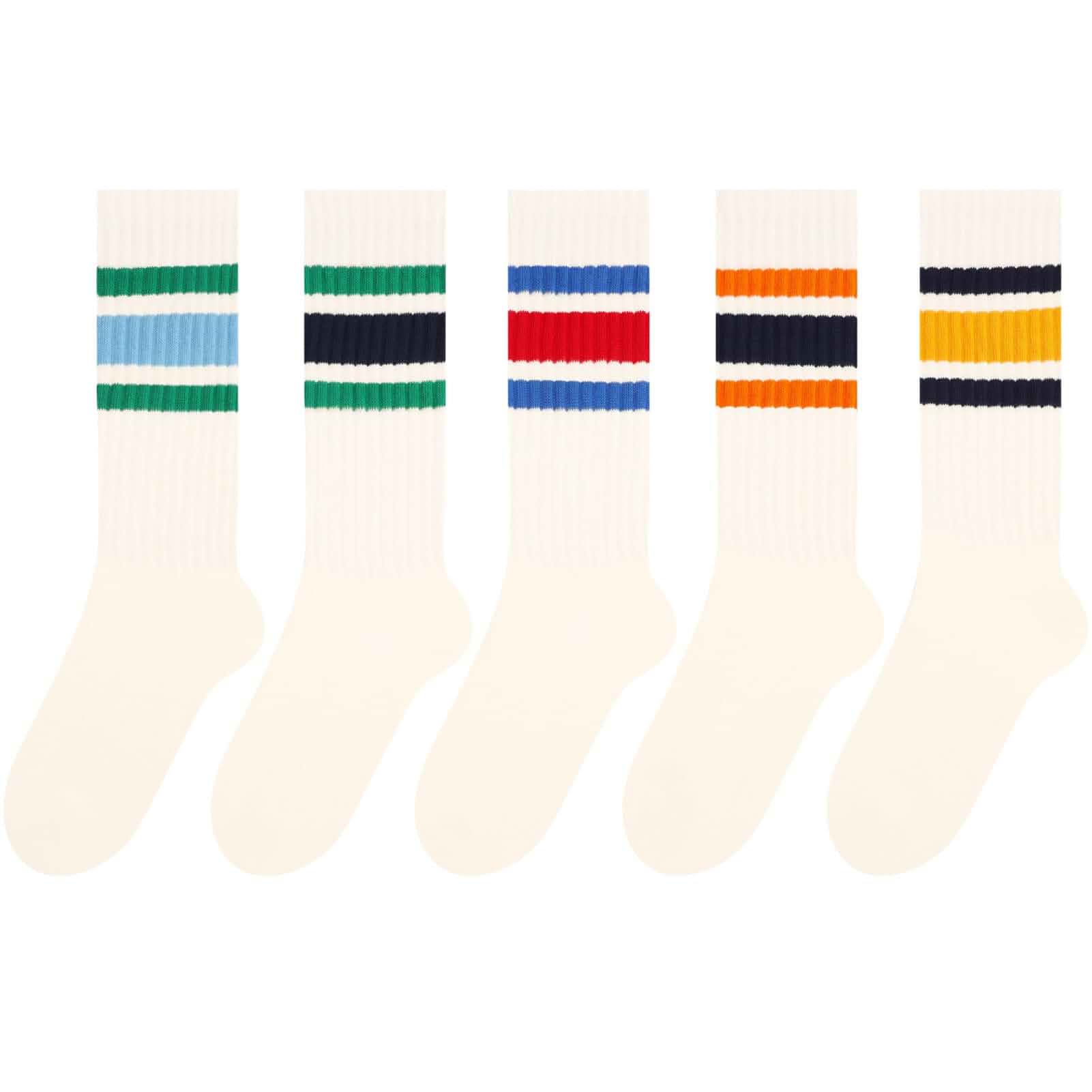 JoJoManly Retro Chunky Ribbed Cotton Striped Crew Socks with Giftbox | Novelty Sneaker Scrunch Stripe Quarter Socks for Wo...