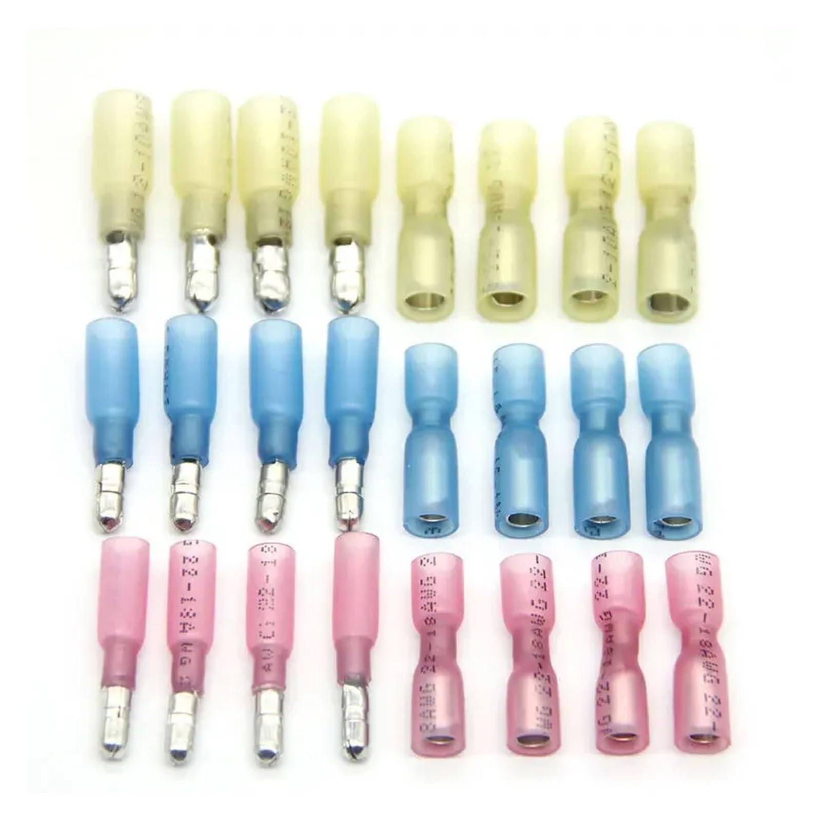 DSZUJTYROP 100PCS Insulated Heat Shrink Connectors Set Female&Male Wire Crimp Butt Terminals 10-22AWG