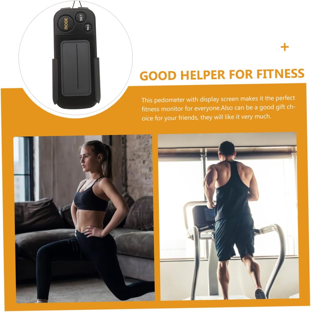 Clip-Type Portable Exercise Pedometer with Large LCD Display for Walking Running Fitness Tracking Small Lightweight Step Counter for Men Women Fitness Sports Accessory in Black