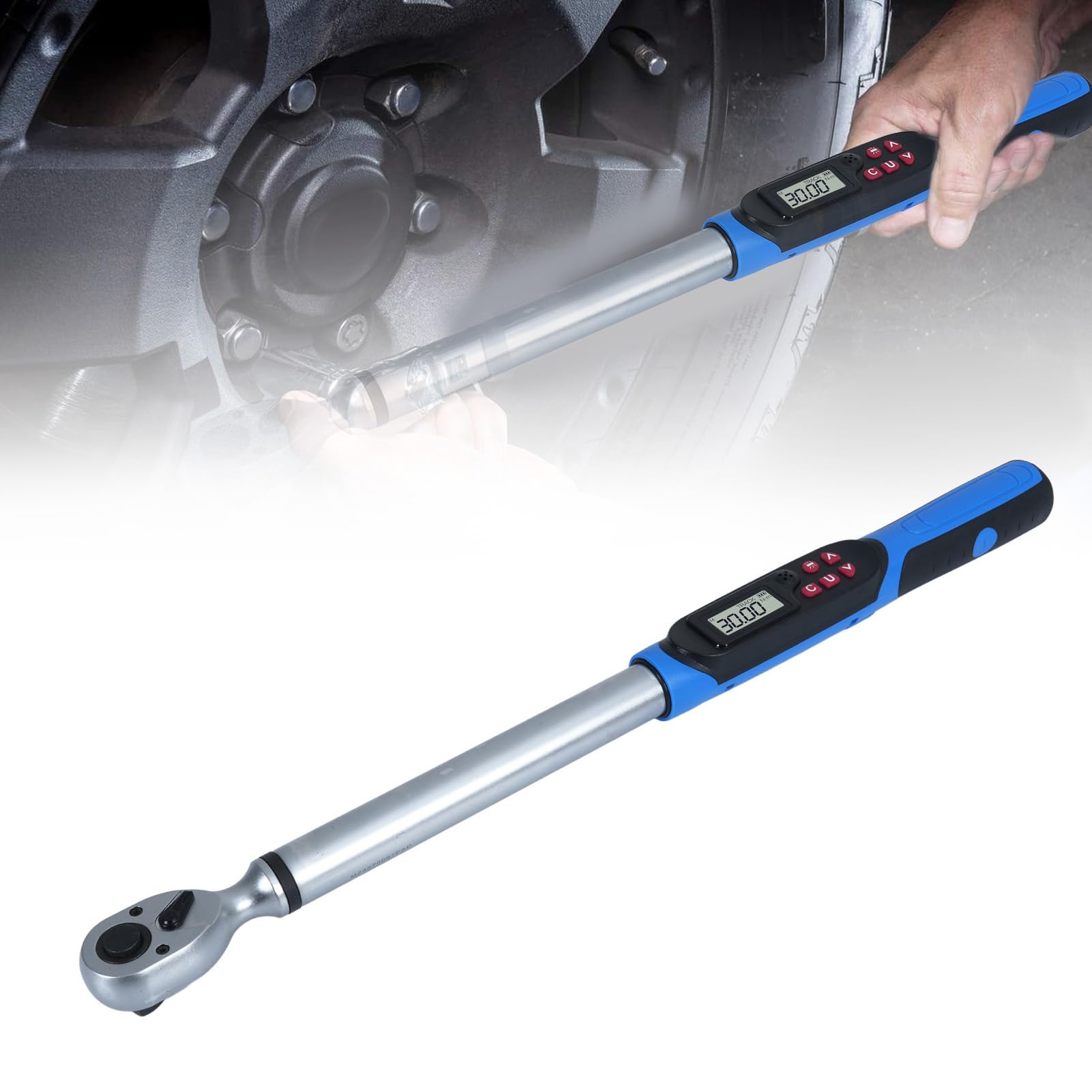 Yctze Clé de Torsion Numérique Contrôle Précis Stockage de Données Buzzer Lumière LED Avertissement Ergonomique pour L'entretien des Voitures Motos